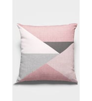 Pembe Geometrik Desenli Çift Taraflı Kırlent Kılıfı KRL390