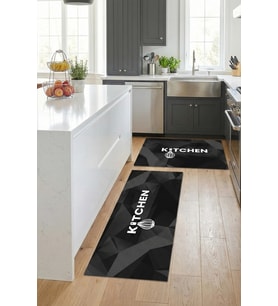 Valerine Life Kitchen Siyah Mutfak Matı Halısı Yıkanır Kaymaz Taban Sıvı Geçirmez Tezgah Önü Paspası