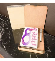 8 Mart Dünya Kadınlar Günü Hediyesi Ahşap Kutulu Defter Kalem Set 001