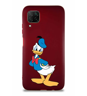 Huawei P40 Lite Soft Premier Kapak Donald Duck-D Tasarımlı Silikon Kılıf - Mürdüm (Şeffaf)