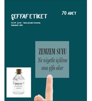 Zemzem Hediye Şİşe Etiketi Şeffaf Sticker 70 Adet Tabaka Şeklinde