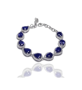 Safir ve Zirkon Taşlı Damla Model Gümüş Bayan Bileklik 201023805