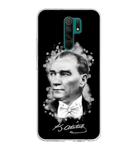 Xiaomi Redmi 9 Uyumlu Kapak Atatürk Tasarımlı Şeffaf Silikon Kılıf