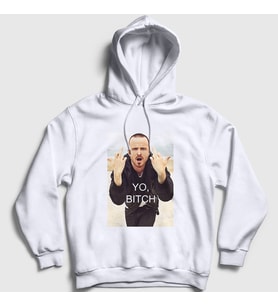 Presmono Unisex Beyaz Yo Bitch Jesse Pinkman Breaking Bad Kapüşonlu Sweatshirt 313238tt
