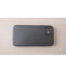 iPhone 11 Uyumlu Mat Siyah Deri tasarımlı Silikon Telefon Kılıfı - Kamera Korumalı Esnek Kapak
