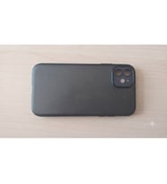 iPhone 11 Uyumlu Mat Siyah Deri tasarımlı Silikon Telefon Kılıfı - Kamera Korumalı Esnek Kapak