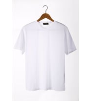 Erkek Bisiklet Yaka Oversize Rahat Kalıp Basic T-Shirt 22Y-3400761-1 Beyaz
