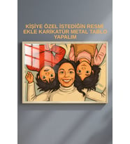 Kişiye Özel Karikatür Çizgi Film Çerçeveli Metal Poster Tablo