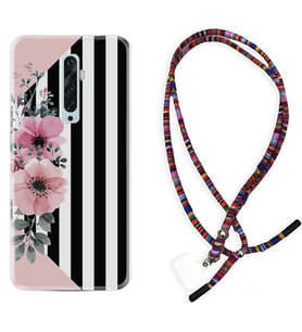 Oppo Reno 2Z 4 Lite 4 Pro 5 6 7 A31 Kılıf Boyun Asklı Rasta Silikon Flowers 4 1390