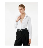 Koton Regular Fit Klasik Yaka Poplin Beyaz Kadın Gömlek 6Wak60095Uw
