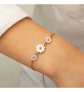 ?Gümüş Rose Üçlü Papatya Bileklik
