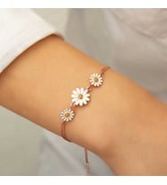 ?Gümüş Rose Üçlü Papatya Bileklik