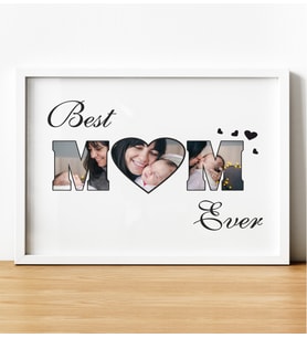 BEST MOM EVER Mother's Day Gift Hediye Tablo Kişiye Özel  Çerçevede 21x30 Cm