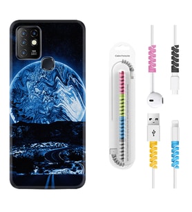 INFINIX Hot 8 9 10 11S Hot 10 Play 10T Kılıf Kablo Koruma Spiral Silikon Mavi Gece 1605