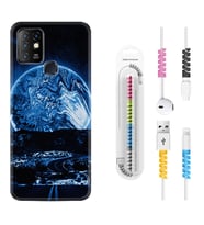 INFINIX Hot 8 9 10 11S Hot 10 Play 10T Kılıf Kablo Koruma Spiral Silikon Mavi Gece 1605
