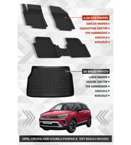 Sahler Opel Crossland 2017+ Uyumlu 4.5D Premium Havuzlu Oto Paspas ve Liner Marka 3D ÜST Bagaj Havuzu