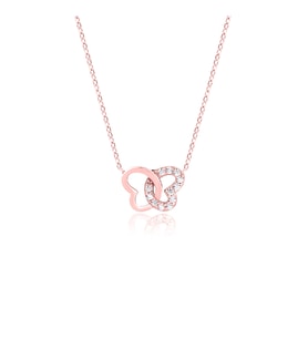 eJOYA 14 Ayar Rose  Altın Kalpten Kelebek Kolye 114606