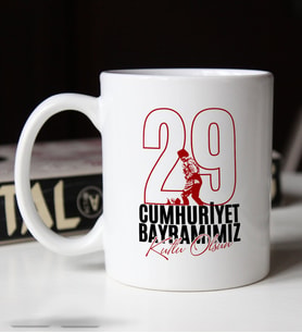 BK Gift 29 Ekim Temalı Beyaz Kupa Bardak-8, Arkadaşa Hediye , 29 Ekim Hediyesi, 100.Yıl Hediyesi