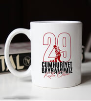 BK Gift 29 Ekim Temalı Beyaz Kupa Bardak-8, Arkadaşa Hediye , 29 Ekim Hediyesi, 100.Yıl Hediyesi