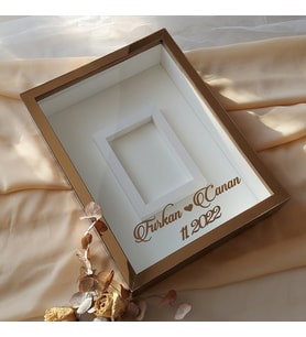 30x40 Cm Bronz Pleksi Kaplı Fotoğraf Alanlı Model Tasarım Gül Kutusu Anı Çerçevesi! Ayna Çerçeve!(Fotoğraf Hediye)