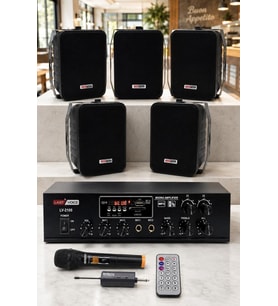 Lastvoice Black Large Plus Paket-4 Hoparlör ve Anfi Anons Ses Sistemi Seti