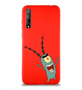 Huawei Y8P Soft Premier Kapak Plankton Tasarımlı Silikon Kılıf - Kırmızı (Şeffaf)