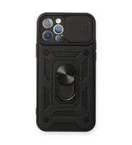 iPhone 12 Pro Kılıf Pars Lens Yüzüklü Silikon - Siyah