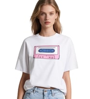 KASET OVERSİZE UNİSEX T-SHİRT (Beyaz)