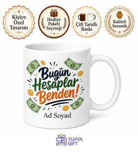 Maaş Günü Esprili Kupa Hesaplar Benden Yazılı Hediye Bardak Komik Kupa