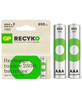 GP Recyko 650 Mah R03 AAA Şarjlı 2 Li İnce Kalem Pil
