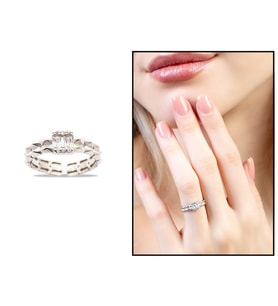 Beyaz Zirkon Taşlı Çark Tasarım Silver Renk Free Size 925 Ayar Gümüş Kadın Yüzük