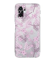 Xiaomi Redmi Note 10 4G  Kamera Korumalı Kapak Floral Pudra Tasarımlı Şeffaf  Kılıf