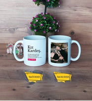 Kız Kardeş Kupa Bardak Beyaz Fotoğraflı Kız Kardeşe Doğum Günü Hediyesi