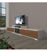 Decoraktiv Flex 4 Mdf Gold Tv Ünitesi Tv Sehpası - Beyaz Ceviz (Beyaz - Ceviz)