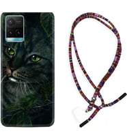 Vivo Y11S Y21S Y20 Y20S Y70 Kılıf Boyun Asklı Rasta Silikon Flowers Cat 1345