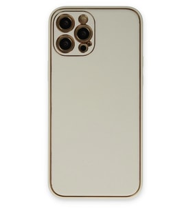 Pilelistore   iPhone 12 Pro Max Kılıf Coco Deri Silikon Kapak - Beyaz