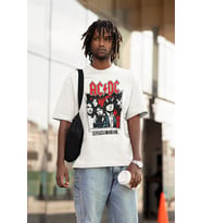 Rock Metal Müzik Grubu AC DC Baskılı Unisex Tişört, Oversize Highway To Hell Tişört