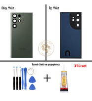 Samsung S23 Ultra Yeşil Arka Pil Kapağı Batarya Kapağı Lazer Kesim + Yapıştırıcı ve Vida Seti