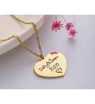Kişiye Özel 925 Ayar Gümüş Minimal Çift İsim Tarih Kalp Kolye Sevgililer Günü Hediye (Gold)