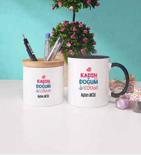 Kadın Doğum Uzmanı Kupa Bardak Siyah ve Kalemlik