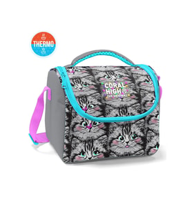 Coral High Kids Gri Kedi Desenli Thermo Beslenme Çantası 11778