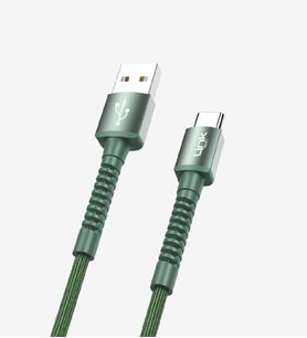 K552 Safe 3A Örgülü Metal Başlı USB'den Type-C'ye Şarj Kablosu Yeşil