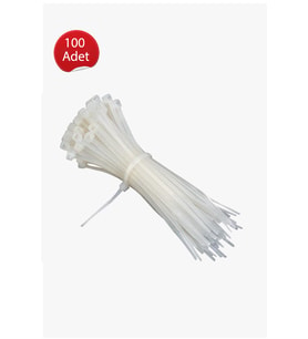 Plastik Kelepçe Cırt Kablo 2.5x20Cm Uzunluk Beyaz 100 Adet