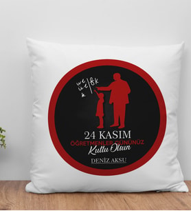 BK Gift Kişiye Özel Öğretmenler Günü Beyaz Kırlent Yastık- 10, Öğretmene Hediye, Öğretmenler Günü