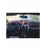 2002-2007 Modellerine Uygun Renault Clio 2 Airbagsiz Torpido Koruma Halısı Siyah Kenar Renk Kırmızı