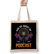 Ask Me About My Podcast Cute Podcasters Bez Çanta Uzun Saplı