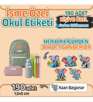 Kapbirhediye Okul Etiketi Isme Özel Kalem Defter Etiketi FİL Temalı 190 Adet