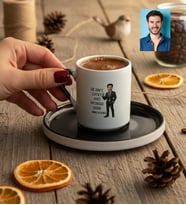 Kişiye Özel Karikatürlü Just Worked Hard Türk Kahvesi Fincanı Doğum Günü Hediyesi