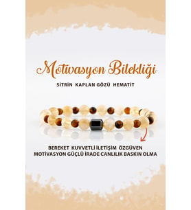 Motivasyon 6mm Doğal Taş Bileklik Kaplan Gözü Sitrin Hematit B003