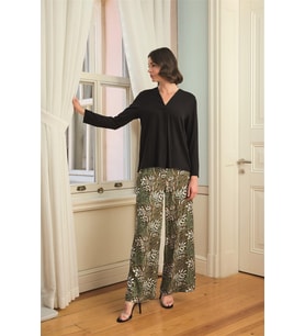 Mulvxbrf Brf02 Çiçek Yaprak Ve Etnik Desenli Uzun Kollu Pijama Takımı (Mulvix)